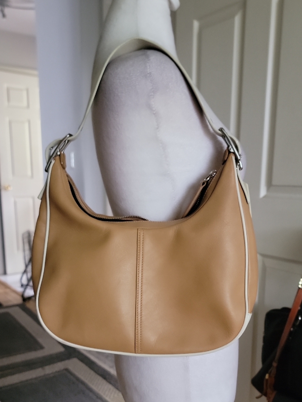 Coach Tan Shoulder Hobo with Cream Trim